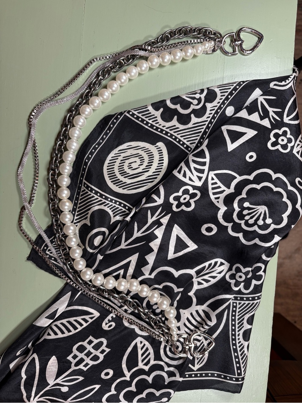 Upcycled Pearl & Silver Chain Purse Chain